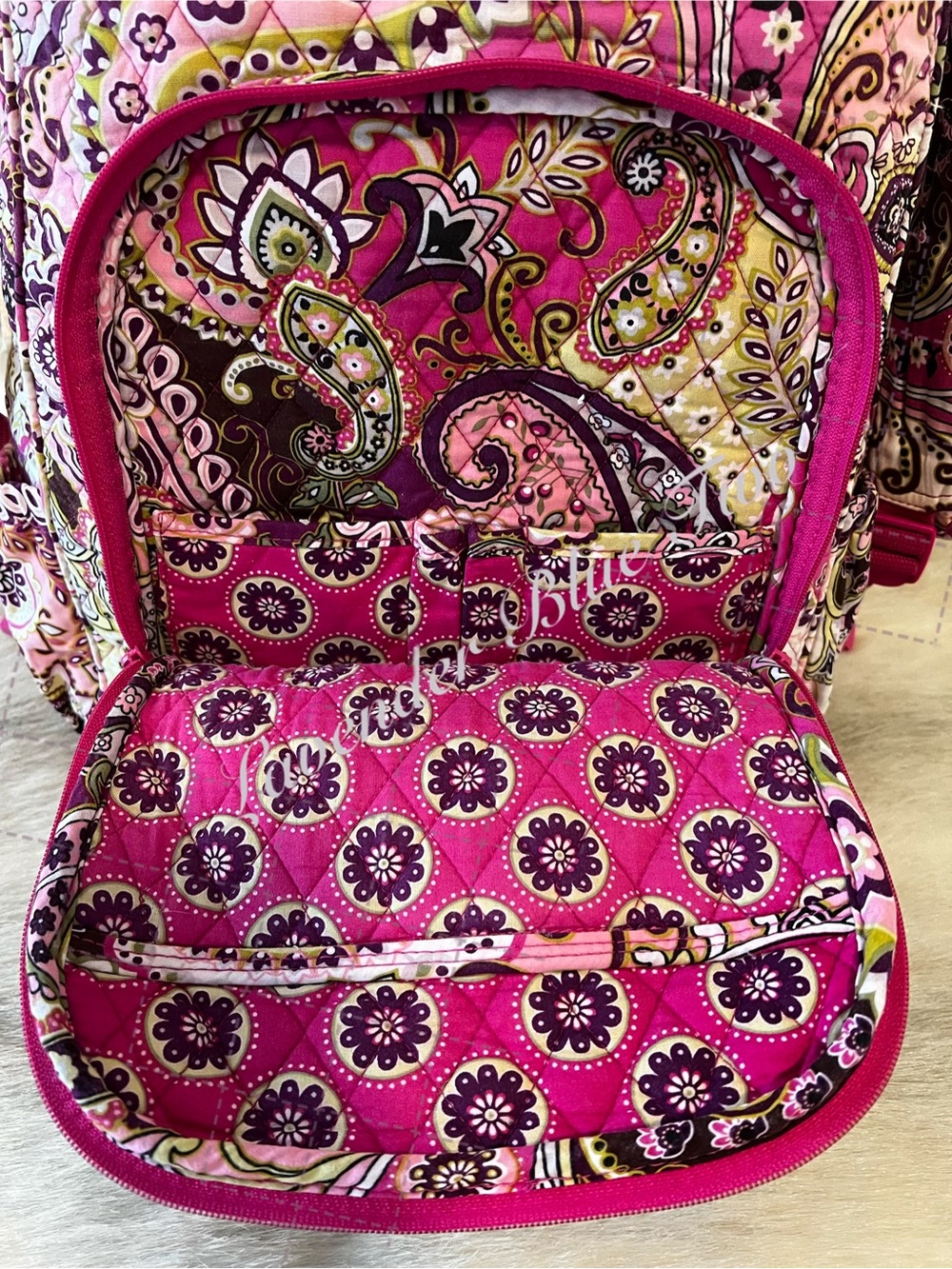VERA BRADLEY Very Berry Paisley 2010 Essential Backpack Pink Purple Y2K Padded - Picture 5 of 17